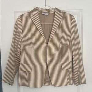 Akris Punto Wool Striped Blazer Hidden Closures Size 12